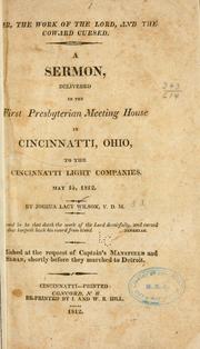 Front cover of War, the work of the Lord, and the coward cursed by Joshua Lacy Wilson