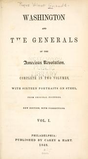 Cover of Washington and the generals of the American Revolution by Rufus W. Griswold