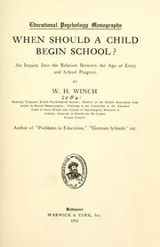 Cover of When should a child begin school? by W. H. Winch