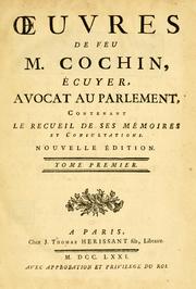 Front cover of Œuvres de feu M. Cochin, écuyer, avocat au Parlement by Cochin M.