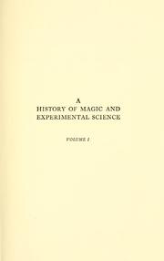 Front cover of A history of magic and experimental science by Lynn Thorndike