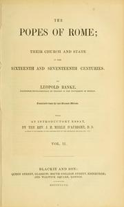 Front cover of The popes of Rome by Leopold von Ranke