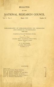 Cover of Bibliography of bibliographies on chemistry and chemical technology, 1900-1924 by National Research Council (U.S.). Research Information Service.
