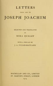 Front cover of Briefe von und an Joseph Joachim by Joachim, Joseph