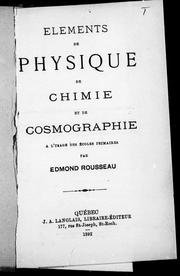 Front cover of Eléments de physique, de chimie et de comographie à l'usage des écoles primaires by Edmond Rousseau