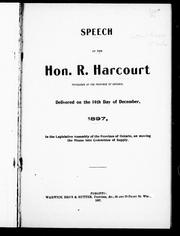 Cover of Speech of the Hon. R. Harcourt, treasurer of the province of Ontario by Richard Harcourt