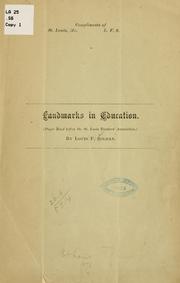 Front cover of Landmarks in education by Frank Louis Soldan