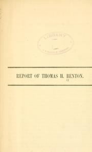 Front cover of Report of Thomas H. Benton by Thos. H. Benton
