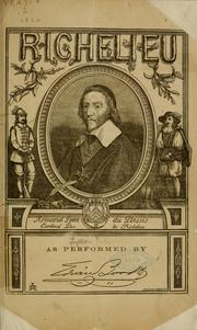 Cover of Bulwer's drama of Richelieu by Edward Bulwer Lytton, Baron Lytton