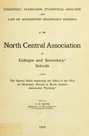 Front cover of Directory, standards, statistical analysis and list of accredited secondary schools of the North central association of colleges and secondary schools by North central association of colleges and secondary schools