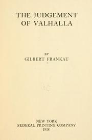 Front cover of The judgement of Valhalla by Gilbert Frankau