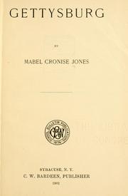 Cover of Gettysburg by Mabel Cronise Jones