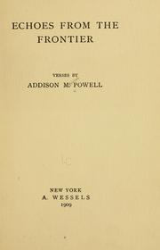 Cover of Echoes from the frontier by Powell, Addison M.