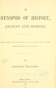 Front cover of A synopsis of history, ancient and modern by Charles Melhorn