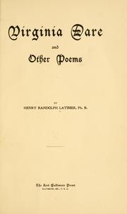 Front cover of Virginia Dare, and other poems by Henry Randolph Latimer