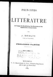 Front cover of Principes de littérature by J. Séguin
