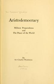 Front cover of Aristodemocracy by Walston, Charles Sir