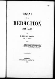 Front cover of Essai sur la rédaction des lois by Paul Ernest Smith