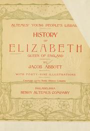 Cover of Elizabeth I by Jacob Abbott