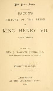 Front cover of Bacon's History of the reign of King Henry VII by Francis Bacon
