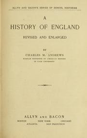 Front cover of A history of England by Charles McLean Andrews