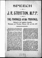 Front cover of Speech of J.R. Stratton, M.P.P. on the finances of the province by James Robert Stratton