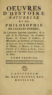 Front cover of Oeuvres d'histoire naturelle et de philosophie de Charles Bonnet by Charles Bonnet