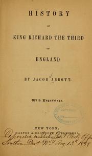 Front cover of History of King Richard the Third of England by Jacob Abbott
