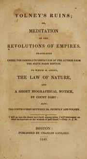 Cover of Volney's ruins; or, Meditation on the revolutions of empires by Constantin-François Volney