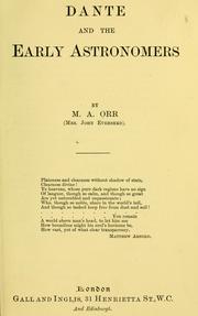 Front cover of Dante and the early astronomers by Orr, M. A.