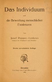Cover of Das Individuum und die Bewertung menschlicher Existenzen by Josef Popper-Lynkeus