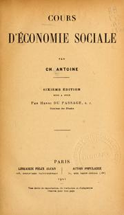 Cover of Cours d'économie sociale by Antoine, Charles