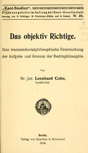 Cover of Das objektiv richtige by Leonhard Cohn