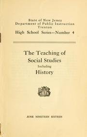 Front cover of The teaching of social studies including history by New Jersey. Dept. of Public Instruction.
