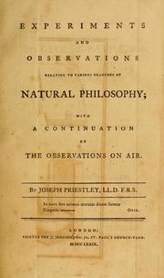 Cover of Experiments and observations relating to the various branches of natural philosophy by Joseph Priestley