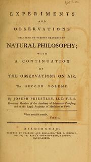 Front cover of Experiments and observations relating to various branches of natural philosophy by Joseph Priestley