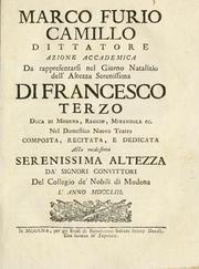 Front cover of Marco Furio Camillo, dittatore by Francesco III d'Este Duke of Modena and Reggio