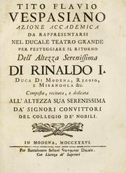 Front cover of Tito Flavio Vespasiano by Rinaldo d'Este Duke of Modena and Reggio