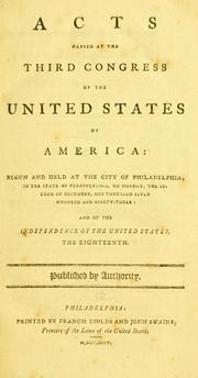 Front cover of Acts passed at the Third Congress of the United States of America by United States