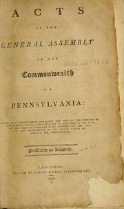 Cover of Acts of the General Assembly of the commonwealth of Pennsylvania by Pennsylvania.