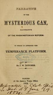 Front cover of Narrative of the mysterious can by John W. Dutcher