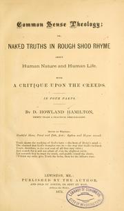 Front cover of Common sense theology by D. Howland Hamilton