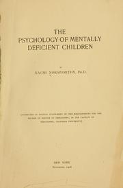 Front cover of The psychology of mentally deficient children .. by Naomi Norsworthy