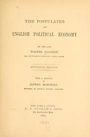 Front cover of The postulates of English political economy by Walter Bagehot