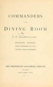 Cover of Commanders of the dining room by E. A. Maccannon