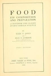 Front cover of Food, its composition and preparation by Mary T. Dowd