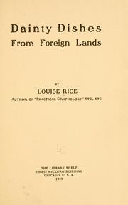 Front cover of Dainty dishes from foreign lands by Louise Guest Rice