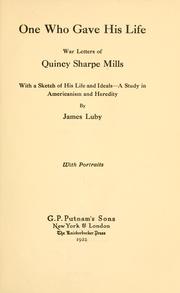 Front cover of One who gave his life by Quincy Sharpe Mills