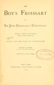 Front cover of The Boy’s Froissart by Sidney Lanier