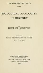Front cover of Biological analogies in history by Theodore Roosevelt